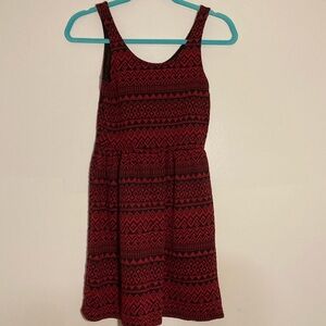Red and Black Handmade Mini Dress | Size S | Bold Graphic Pattern